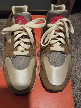 Men's Suede & Mesh Sneakers in Tan and Cream